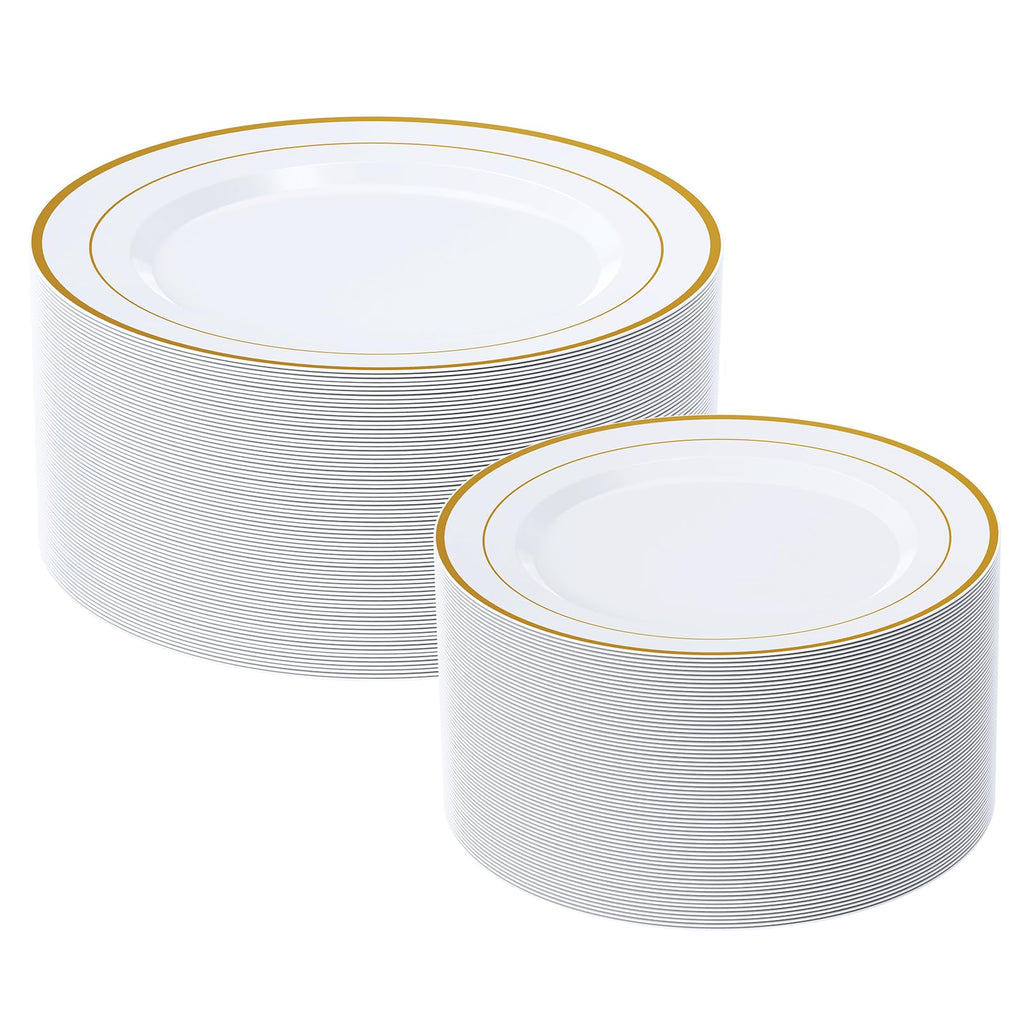 FOCUSLINE Decorative Rim Plastic Plates | Disposable Plates

