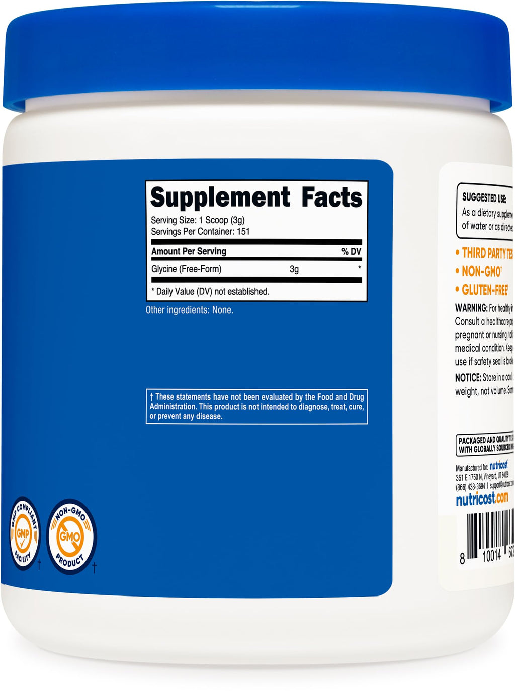 Nutricost Glycine Powder Non-GMO Gluten Free

