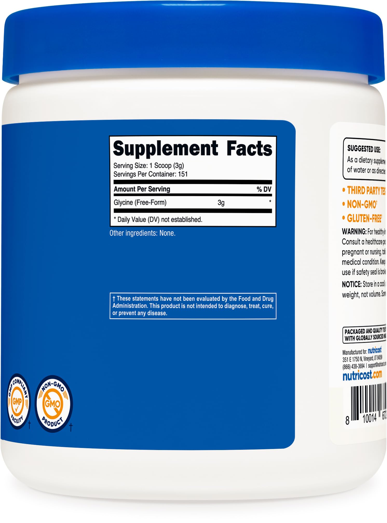Nutricost Glycine Powder Non-GMO Gluten Free

