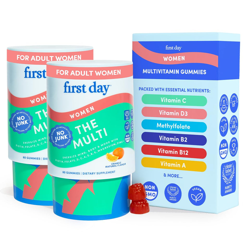 First Day Women's Multivitamin Gummies for Energy & Hair Health