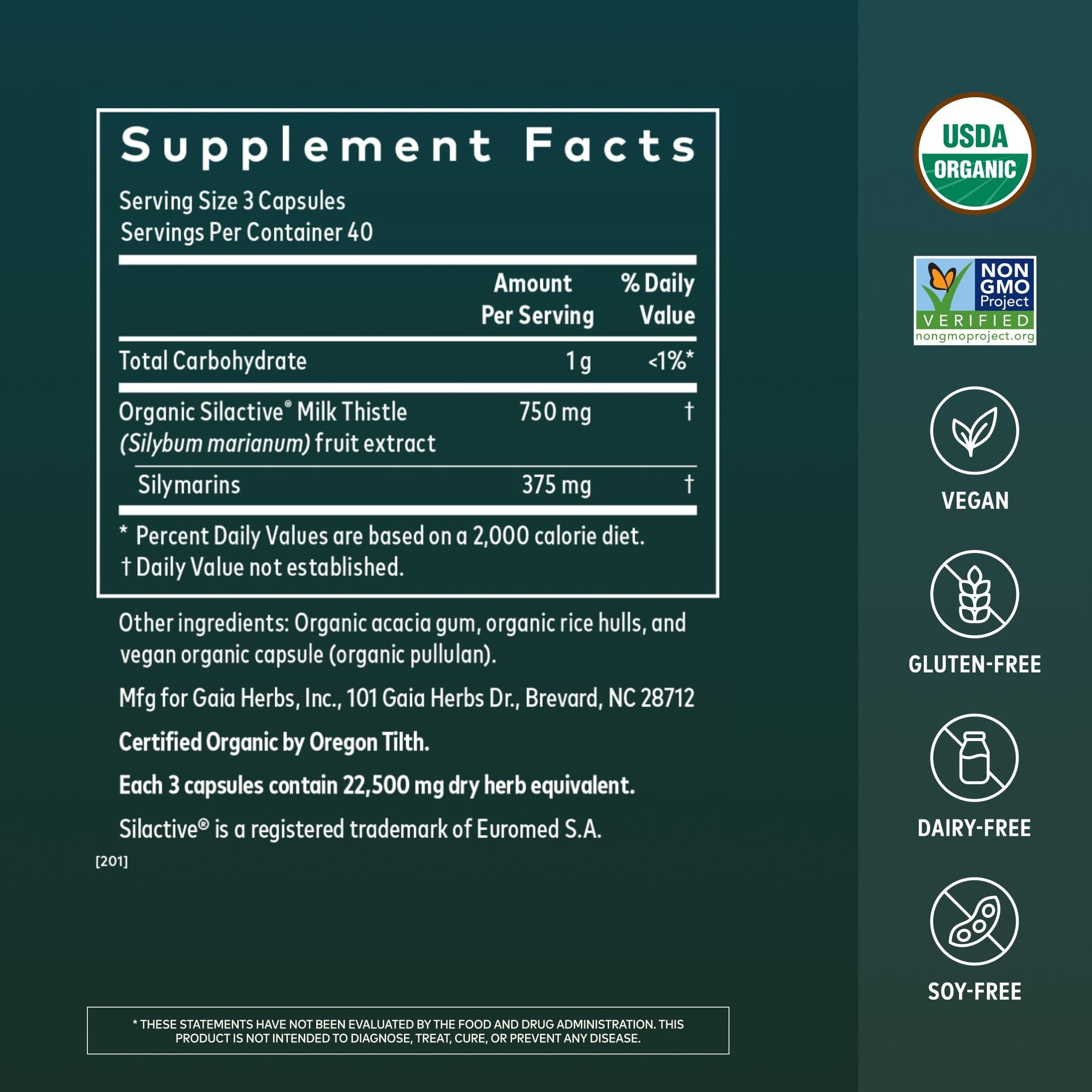 Gaia Herbs Milk Thistle Liver Support - Full-Spectrum Vegan


