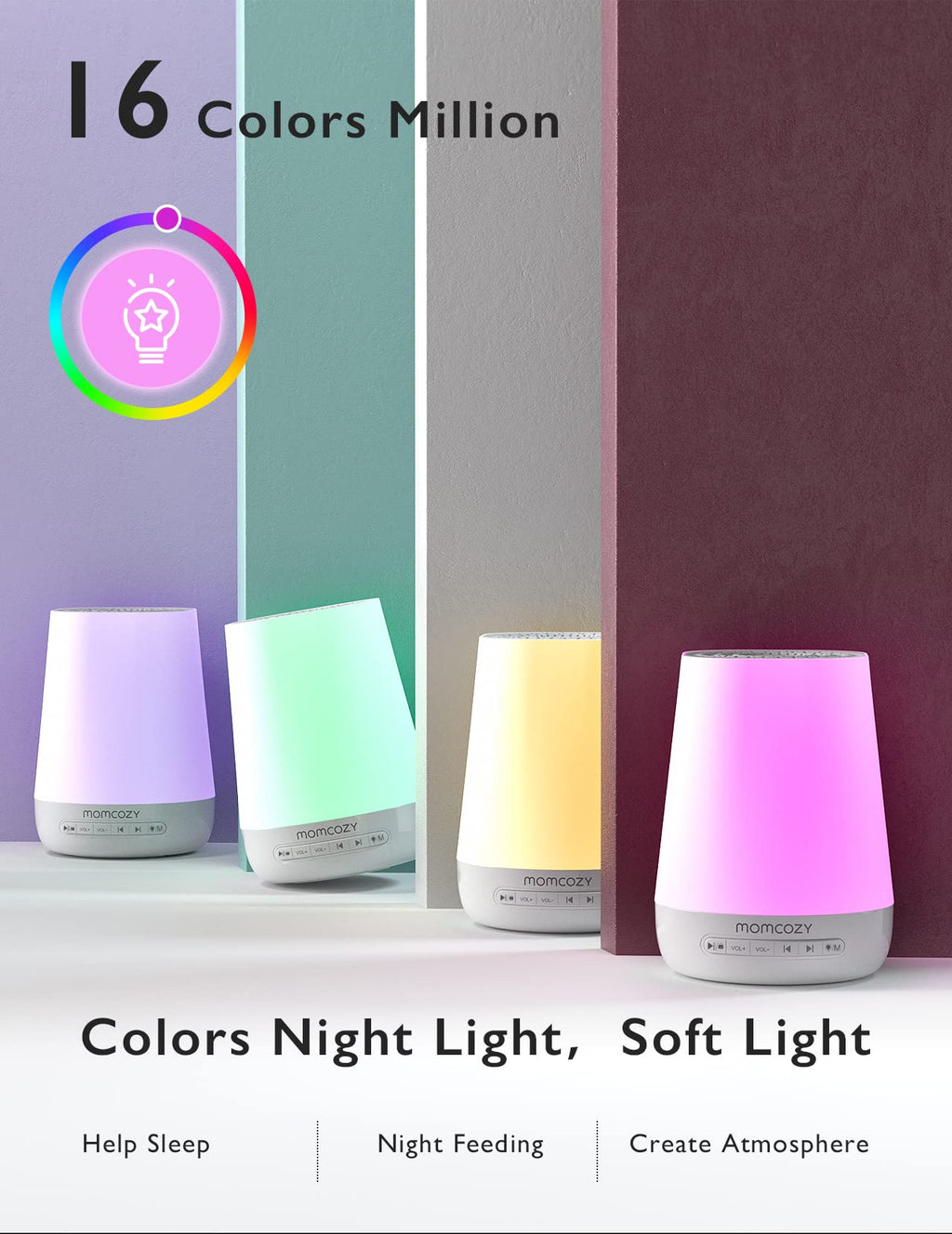 Momcozy Baby Sound Machine with Night Light and App Control


