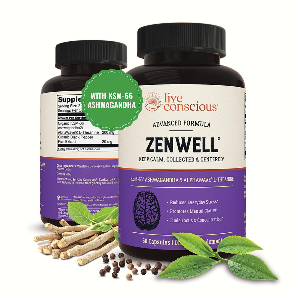 Live Conscious KSM-66 Ashwagandha Supplement with L-Theanine & AlphaWave

