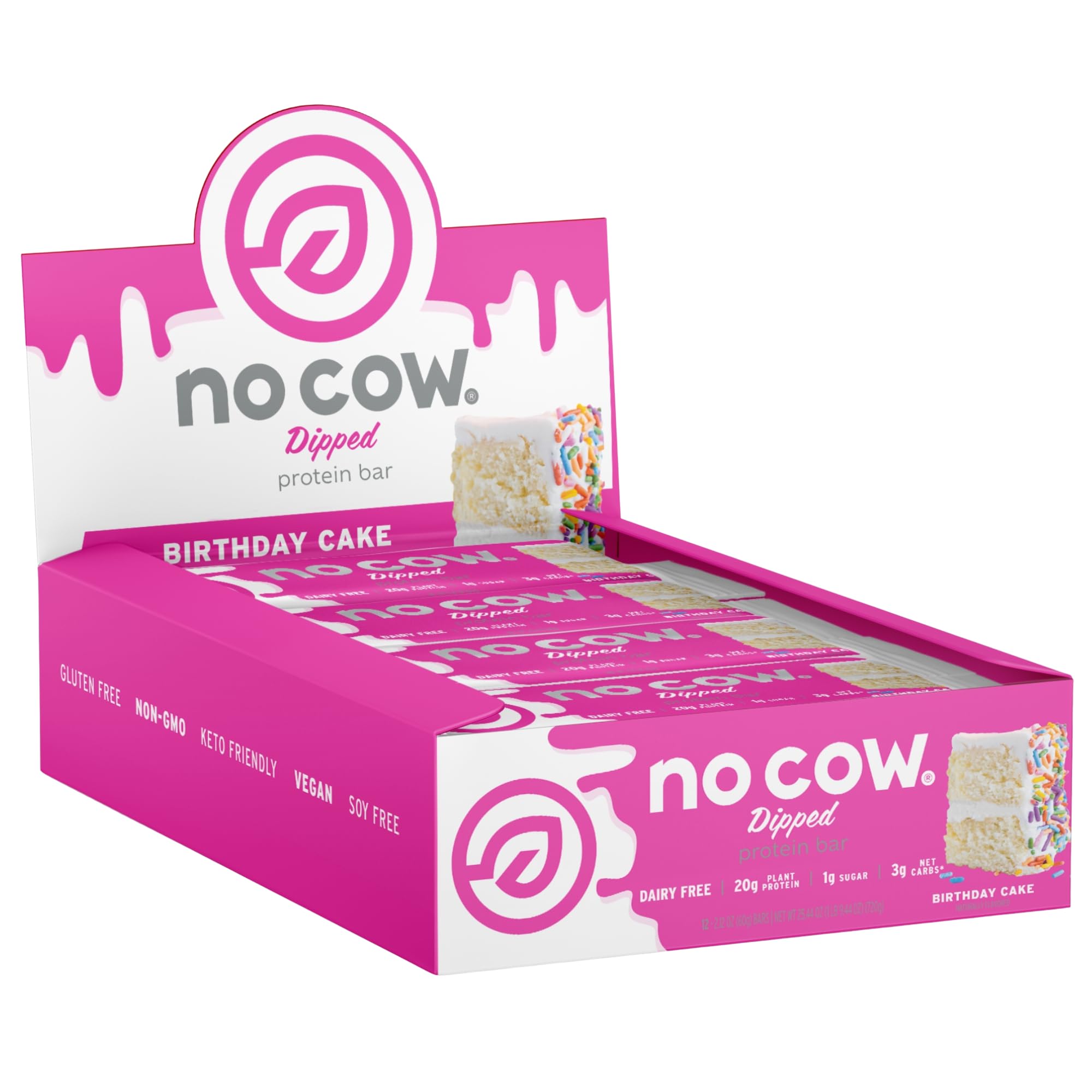 No Cow Vegan Protein Bars, Plant-Based, Gluten Free, Dairy Free, Soy Free