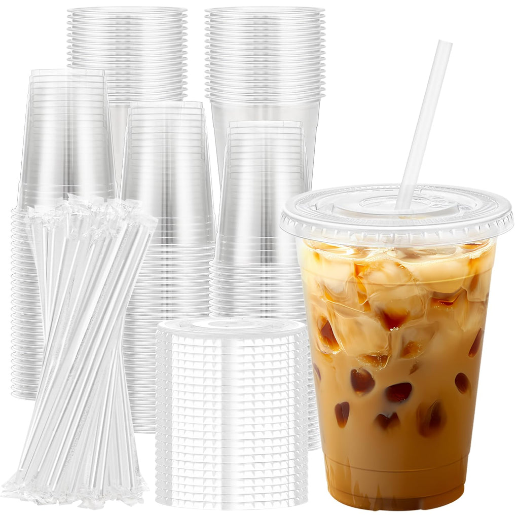 Lamosi Clear Plastic Cups with Lids and Straws – Disposable

