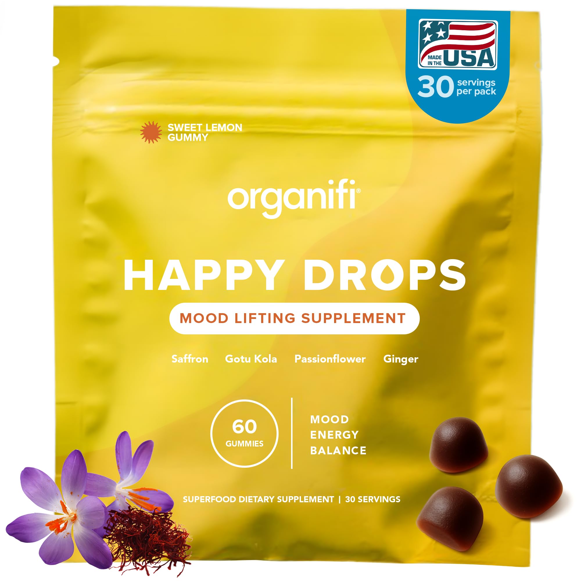Organifi Happy Drops Mood Gummies for Daily Mood Support

