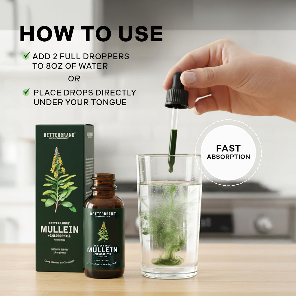 Betterbrand Mullein Drops for Lung Detox - Alcohol-Free

