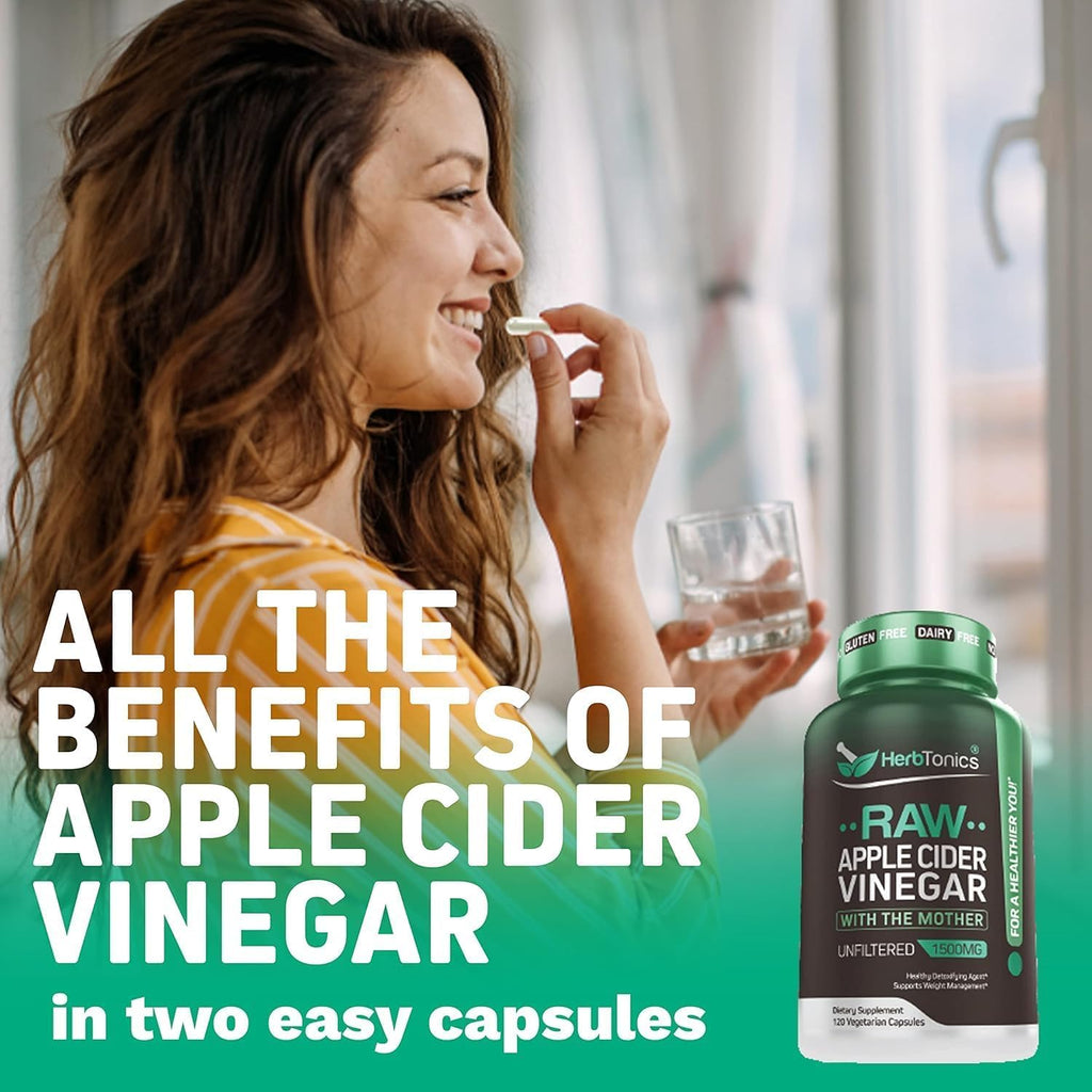 Apple Cider Vinegar Capsules Herbtonics 1500mg with Mother


