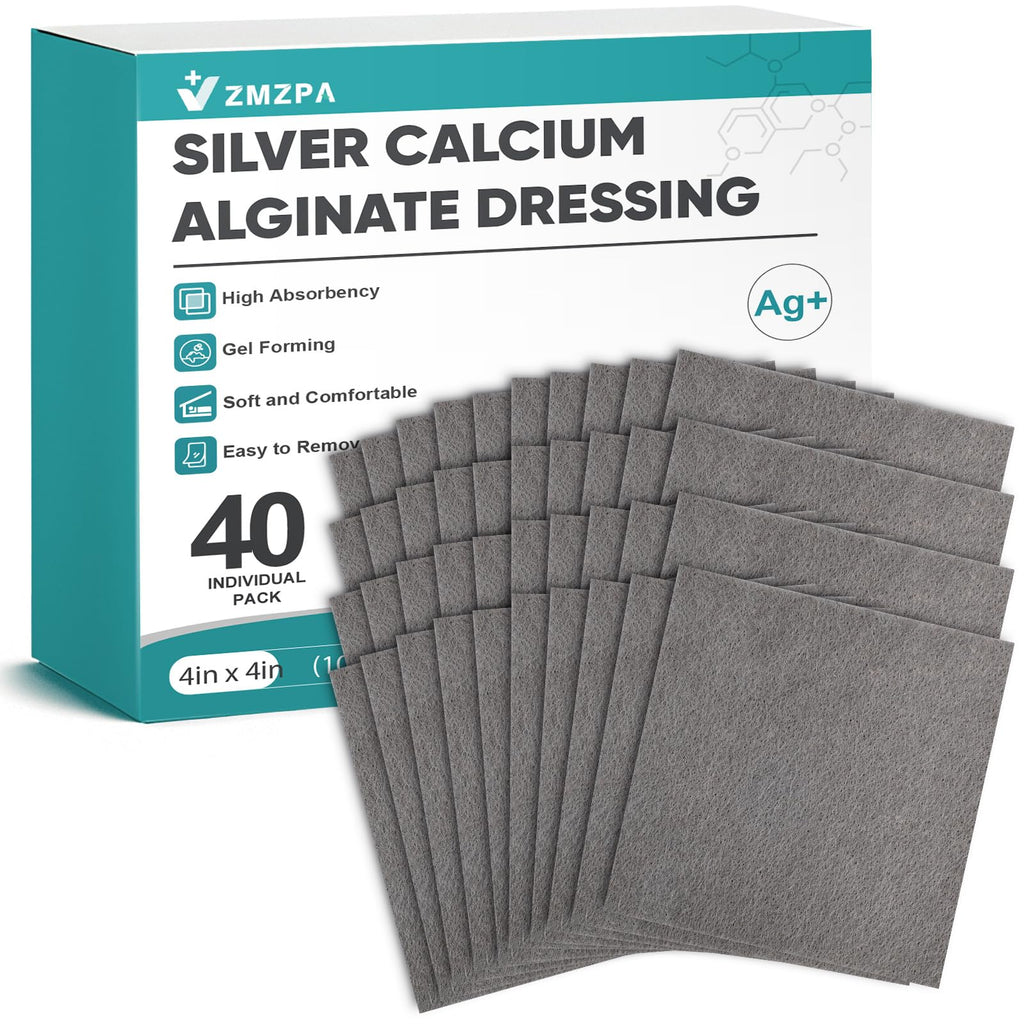 Ag Silver Calcium Alginate Wound Dressing 4x4 Nonstick Pads for Wounds