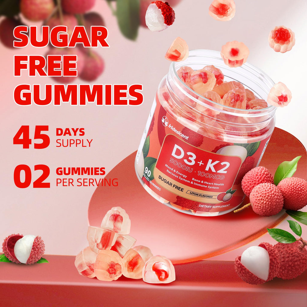 Vitamin D3 K2 Gummies Sugar Free for Bone & Immune Health


