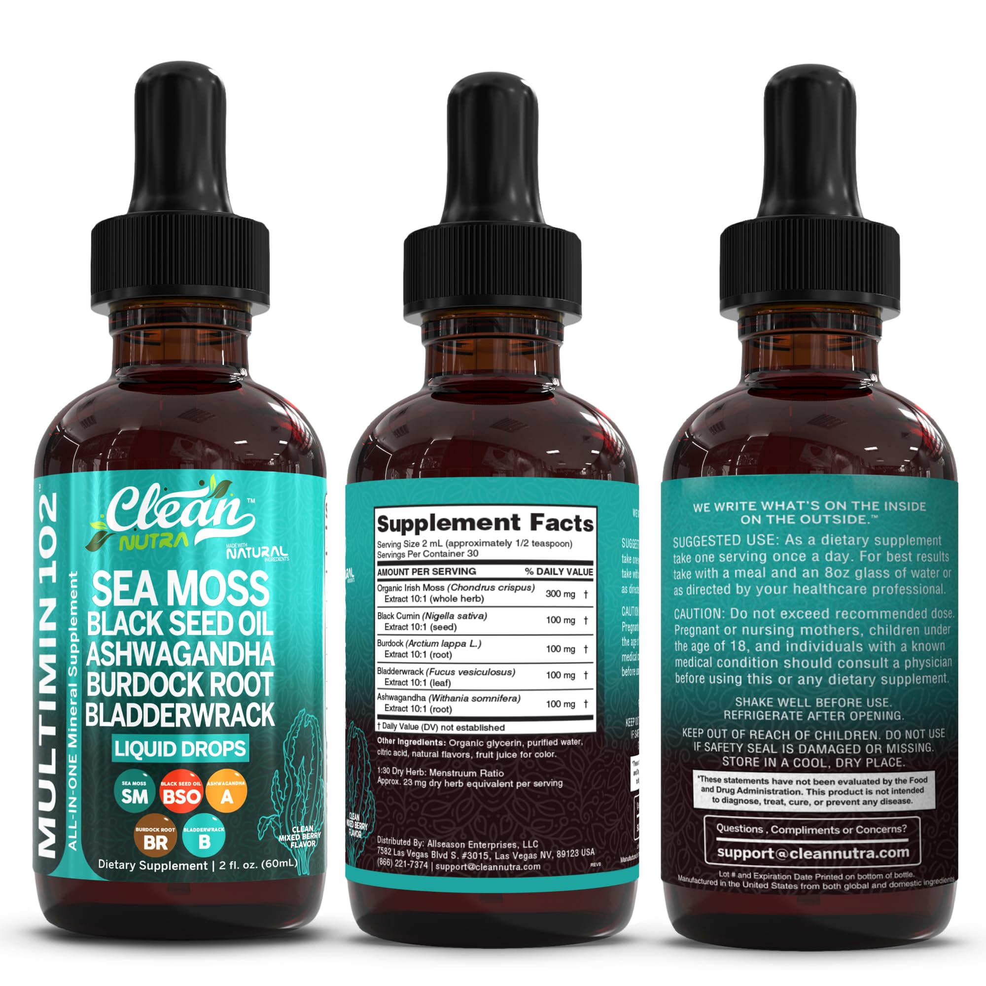 Clean Nutra Sea Moss Drops MultiMineral Liquid | Vegan

