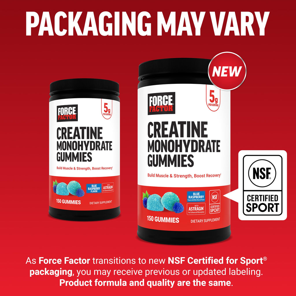 Force Factor Creatine Monohydrate Gummies – 5g Dose – NSF Certified

