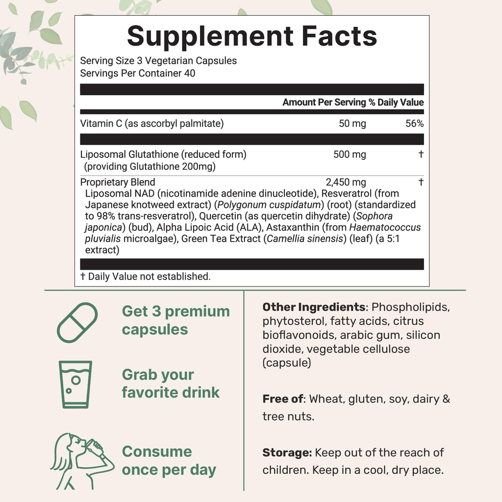 Micro Ingredients Liposomal Glutathione NAD Vitamin C

