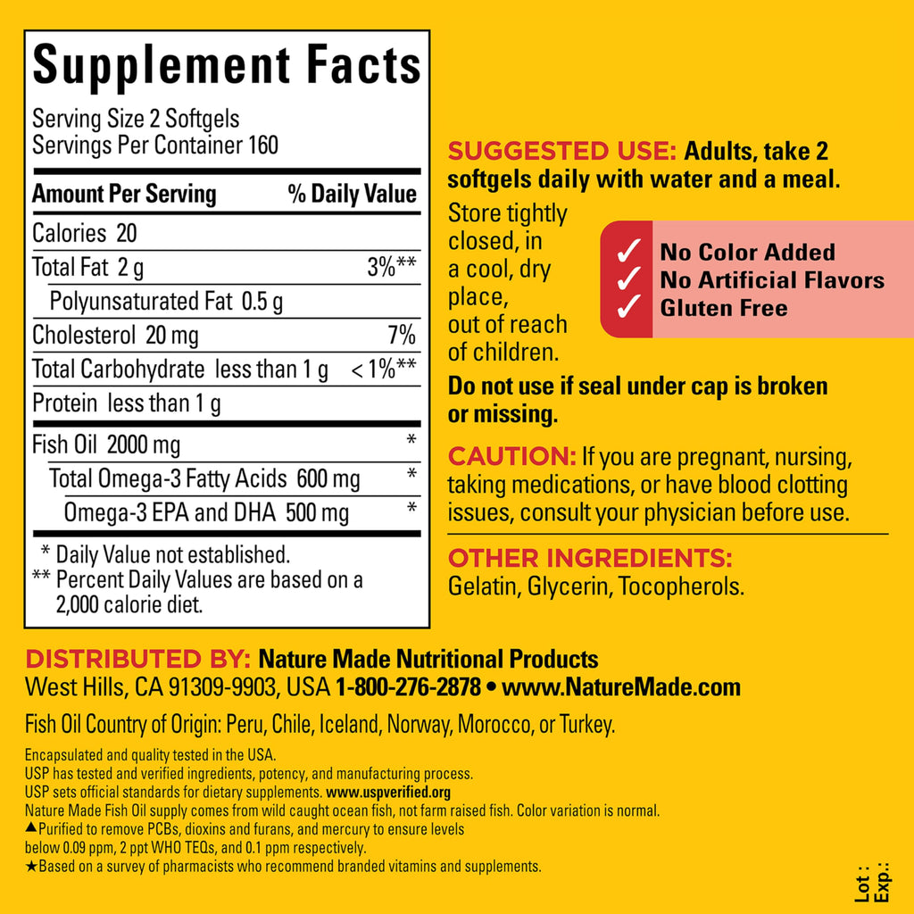 Nature Made Omega-3 Fish Oil Softgels 1000 mg

