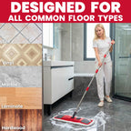Floor Mop with Reusable Pads and Extended Reach


