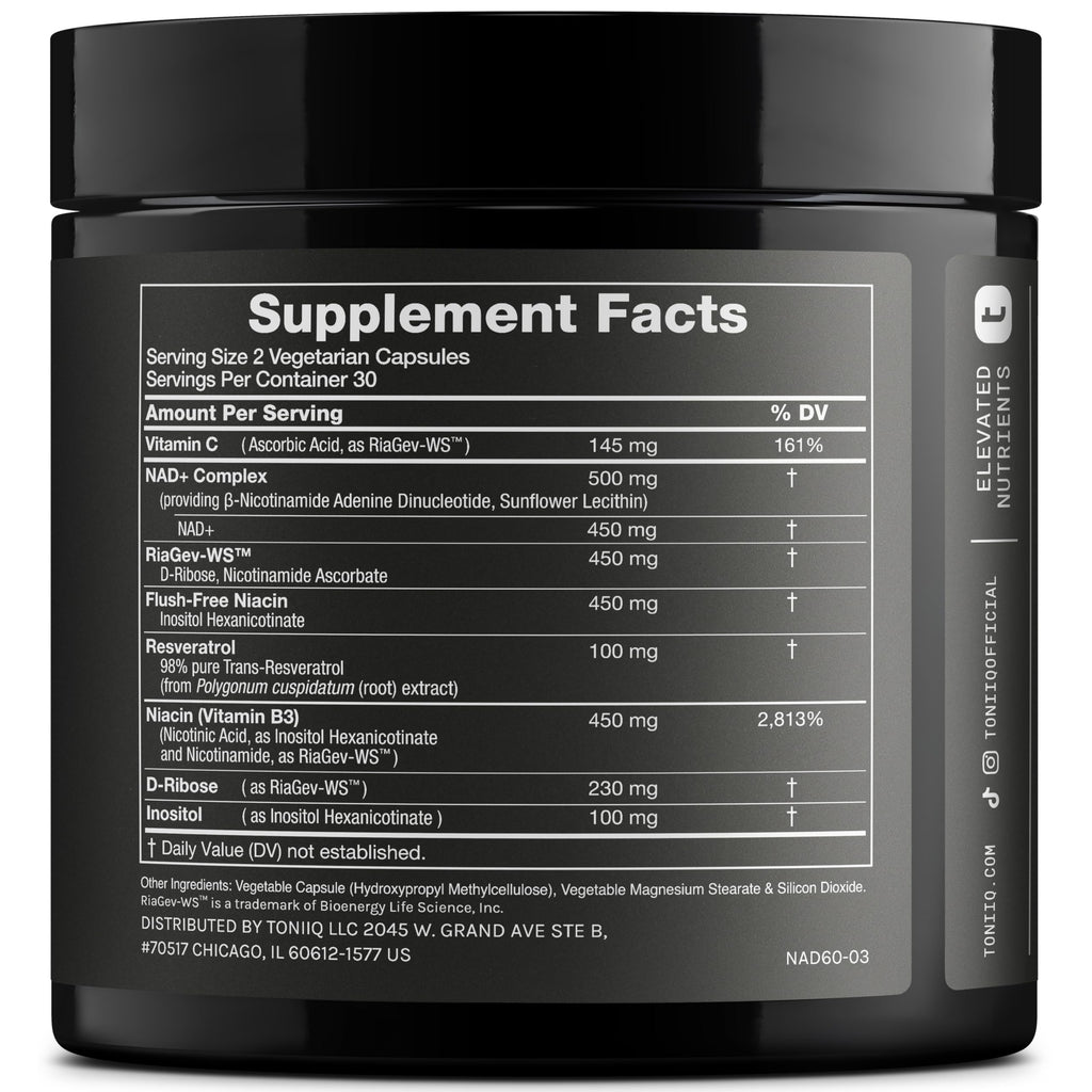 Toniiq Liposomal NAD+ & Resveratrol Supplement

