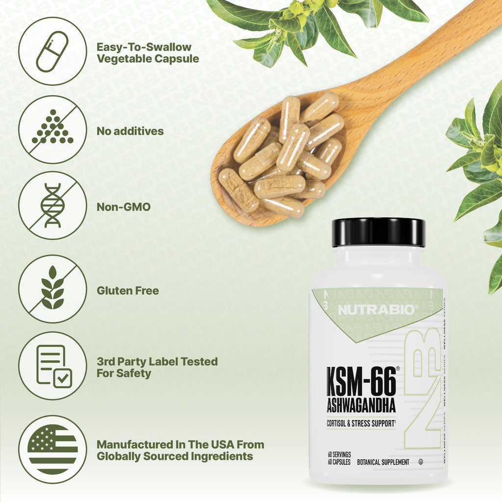 NutraBio Ashwagandha KSM-66 | Stress & Mood Support

