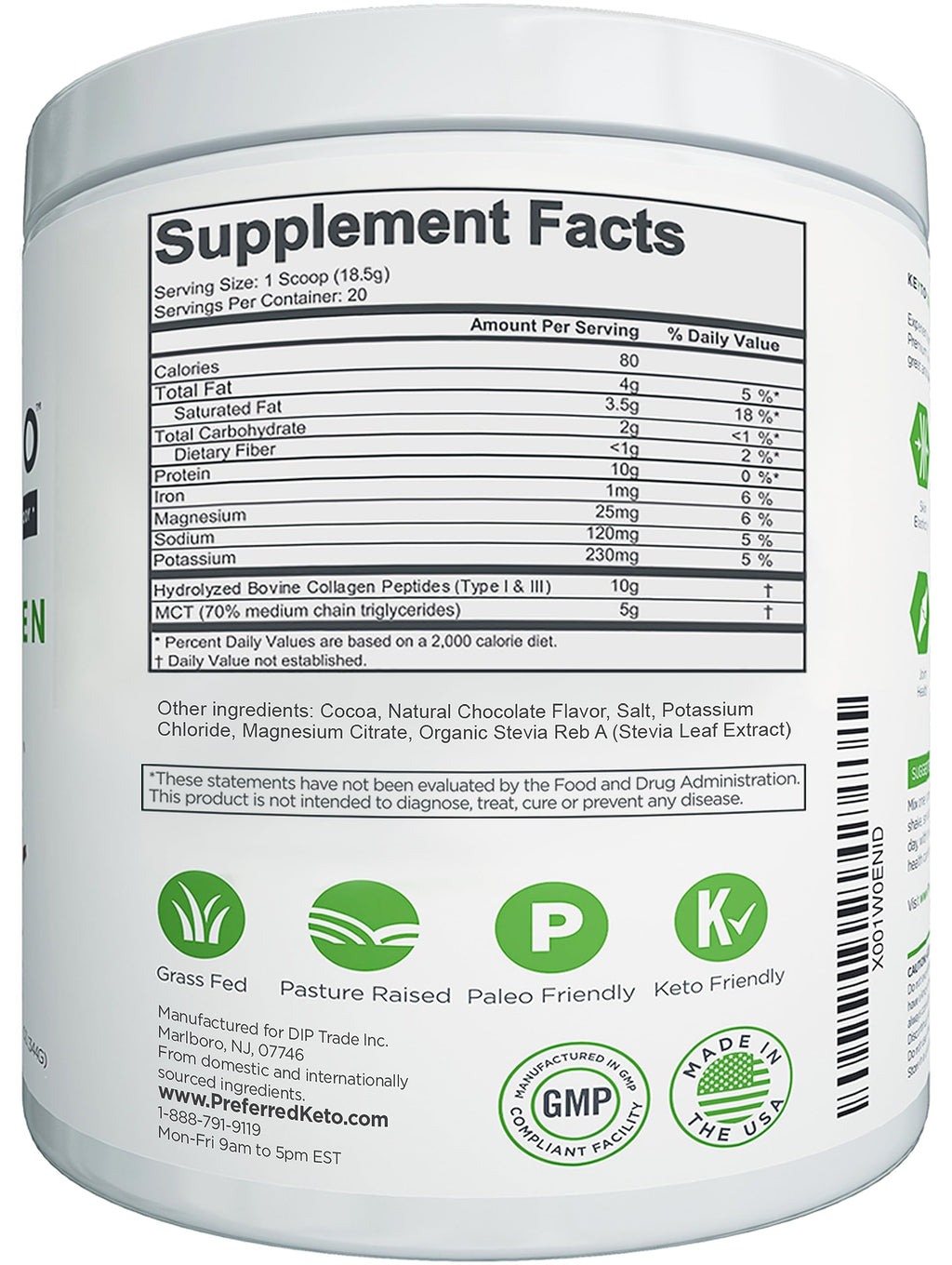 KEYTO Keto Collagen Protein Powder with MCT Oil

