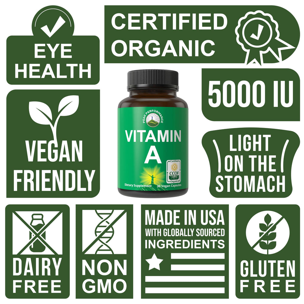 Vitamin A Supplement Organic 5000 IU – Vegan

