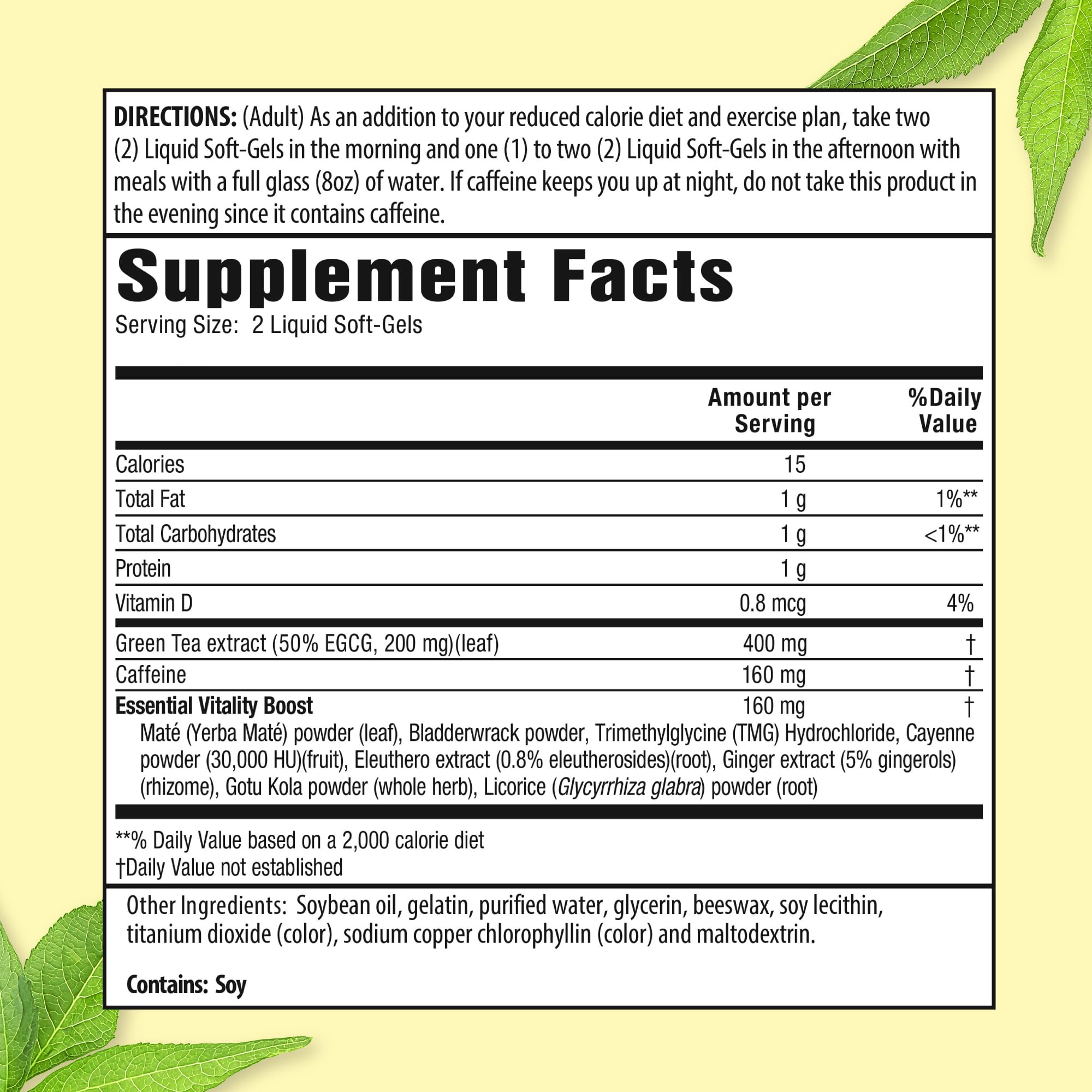 Applied Nutrition Green Tea Fat Burner Soft-Gels Metabolism

