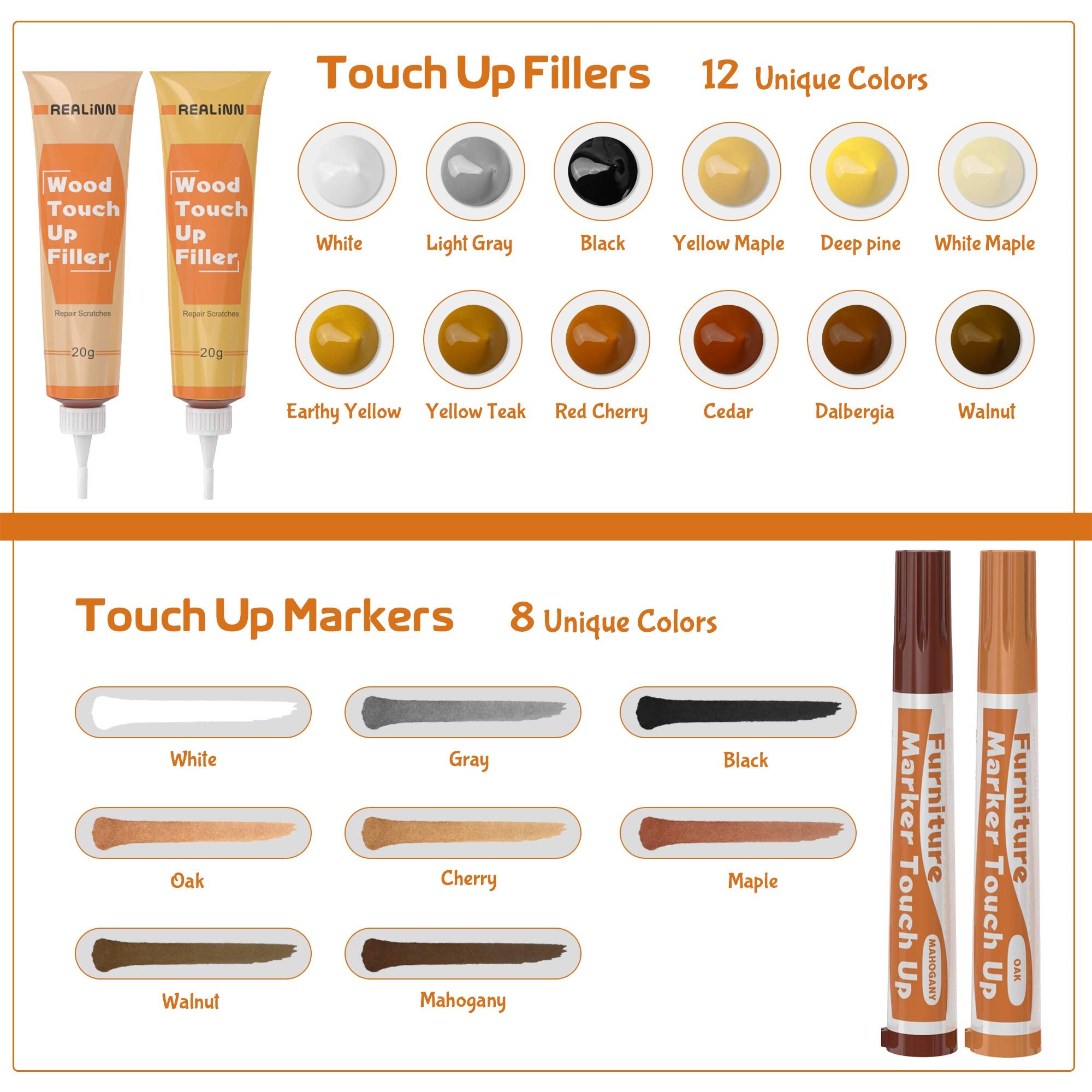 REALINN Wood Furniture Repair Kit - Restore Scratches

