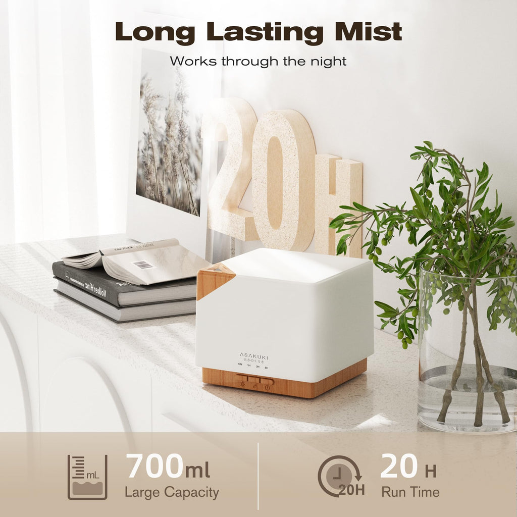 ASAKUKI 700ml Essential Oil Diffuser Humidifier 7-LED

