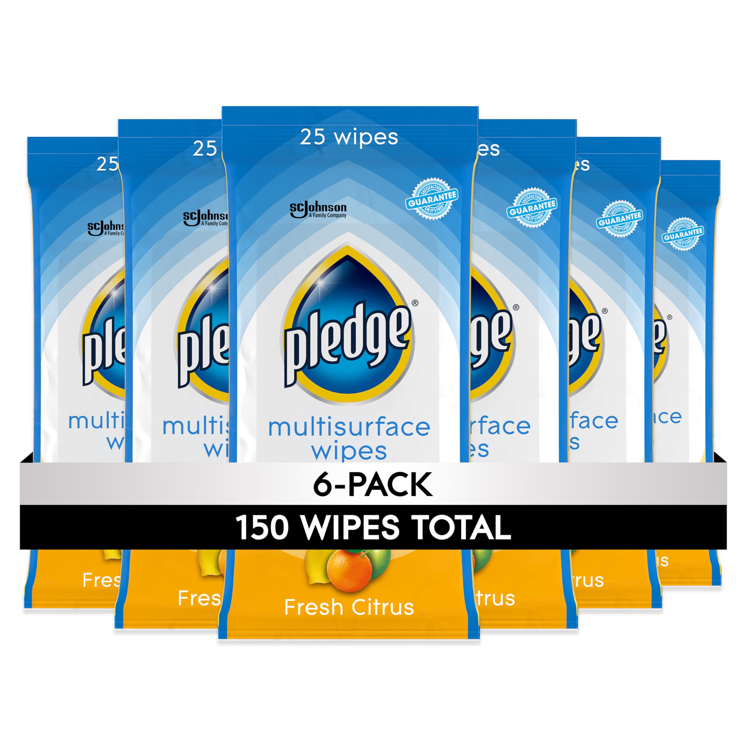 Pledge Multi-Surface Furniture Polish Wipes - Fresh Citrus for Wood, Granite & Leather