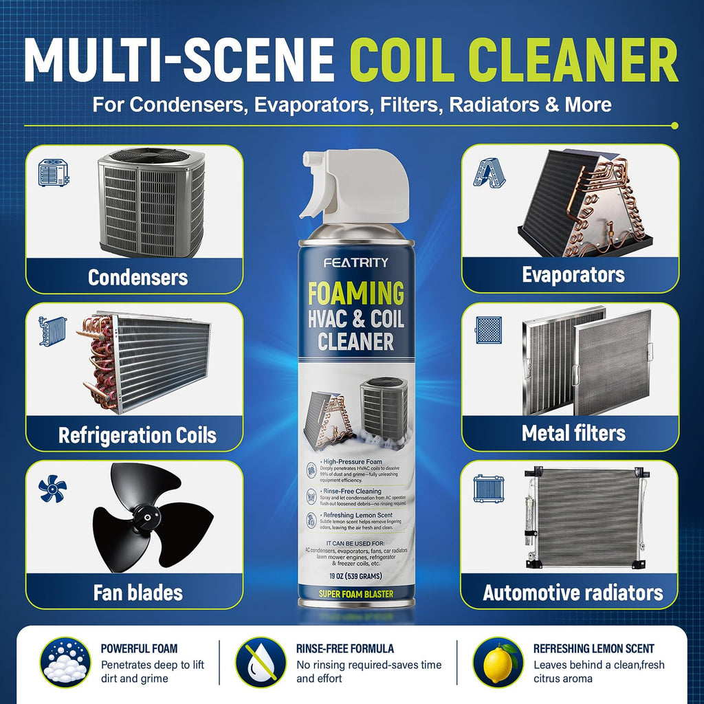 Foaming AC Coil Cleaner for Home HVAC – No-Rinse Foam

