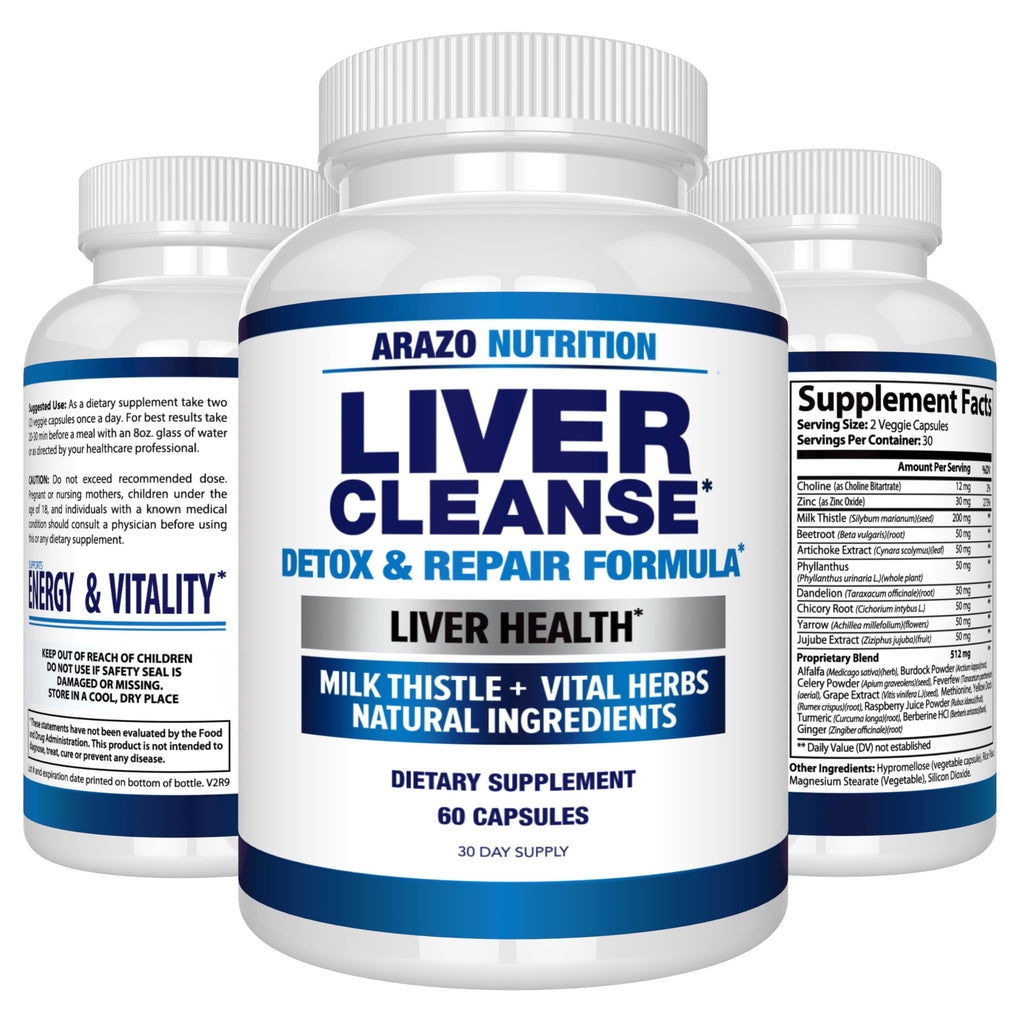 Arazo Nutrition Liver Cleanse Detox & Repair | Milk Thistle

