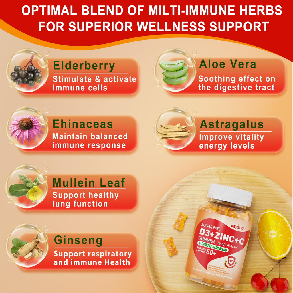 Vitamin C D3 Zinc Gummies for Immune Support | Nextdia

