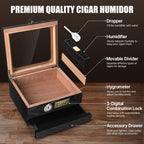 Tesonway Cedar Cigar Humidor with Glass Top

