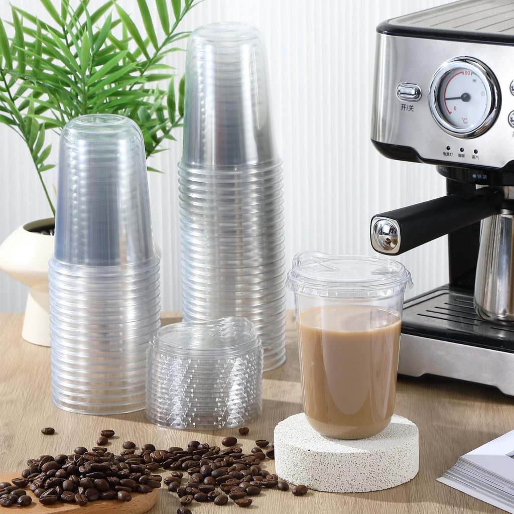 Baderke Disposable Cups with Sip Lids - Round Bottom

