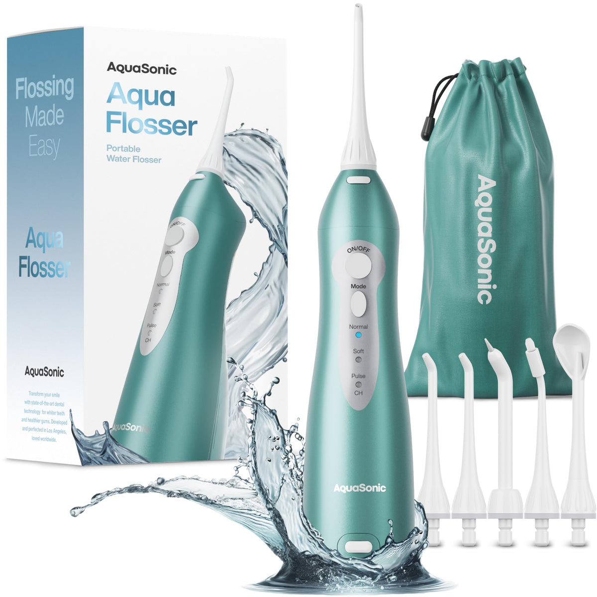 AquaSonic Aqua Flosser – Cordless Water Flosser for Teeth, 5 Tips, Travel