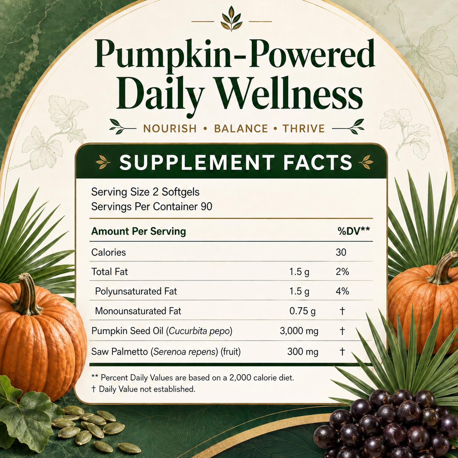 Pumpkin Seed Oil with Saw Palmetto Softgels - Everly

