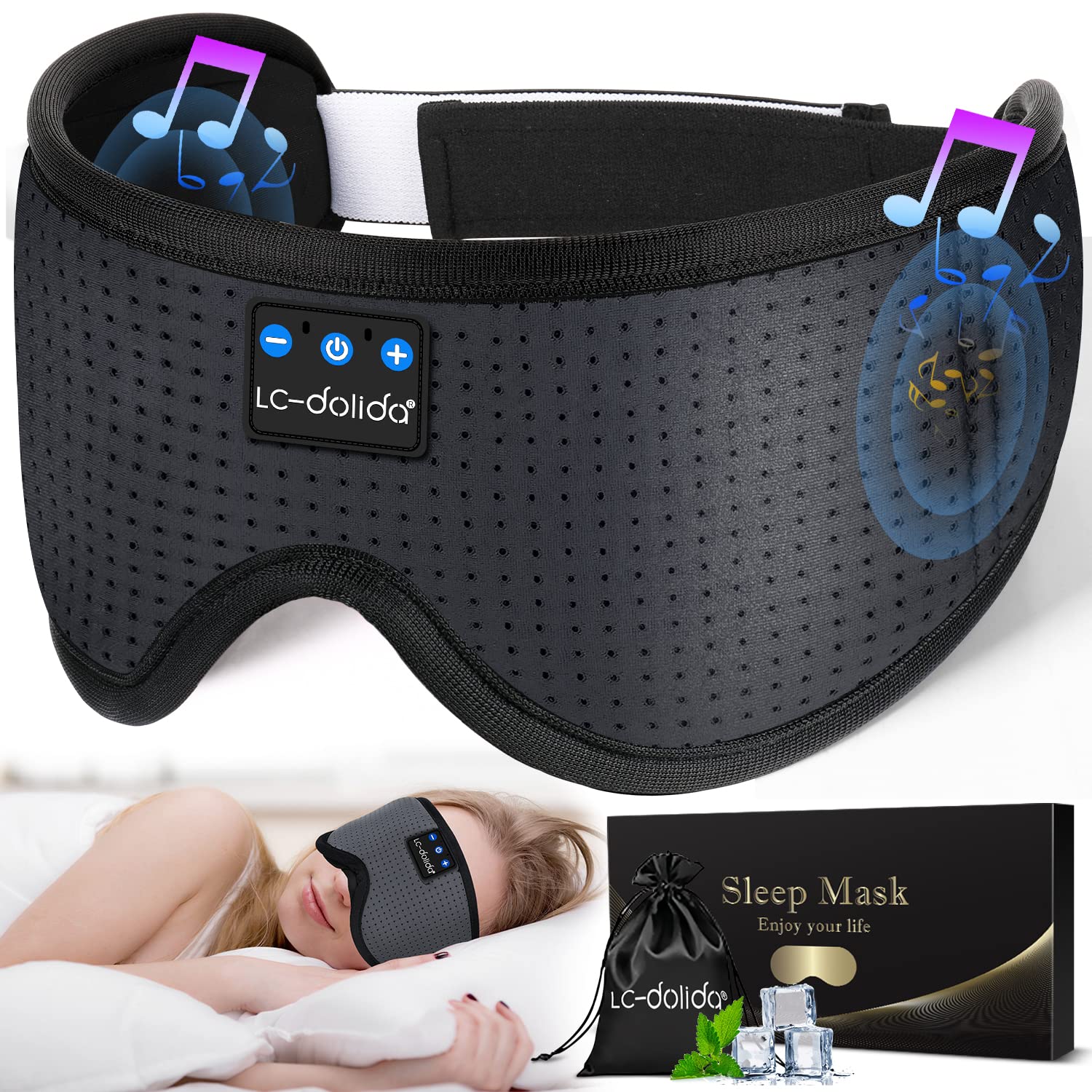 LC-dolida Sleep Headphones Eye Mask with Bluetooth Audio