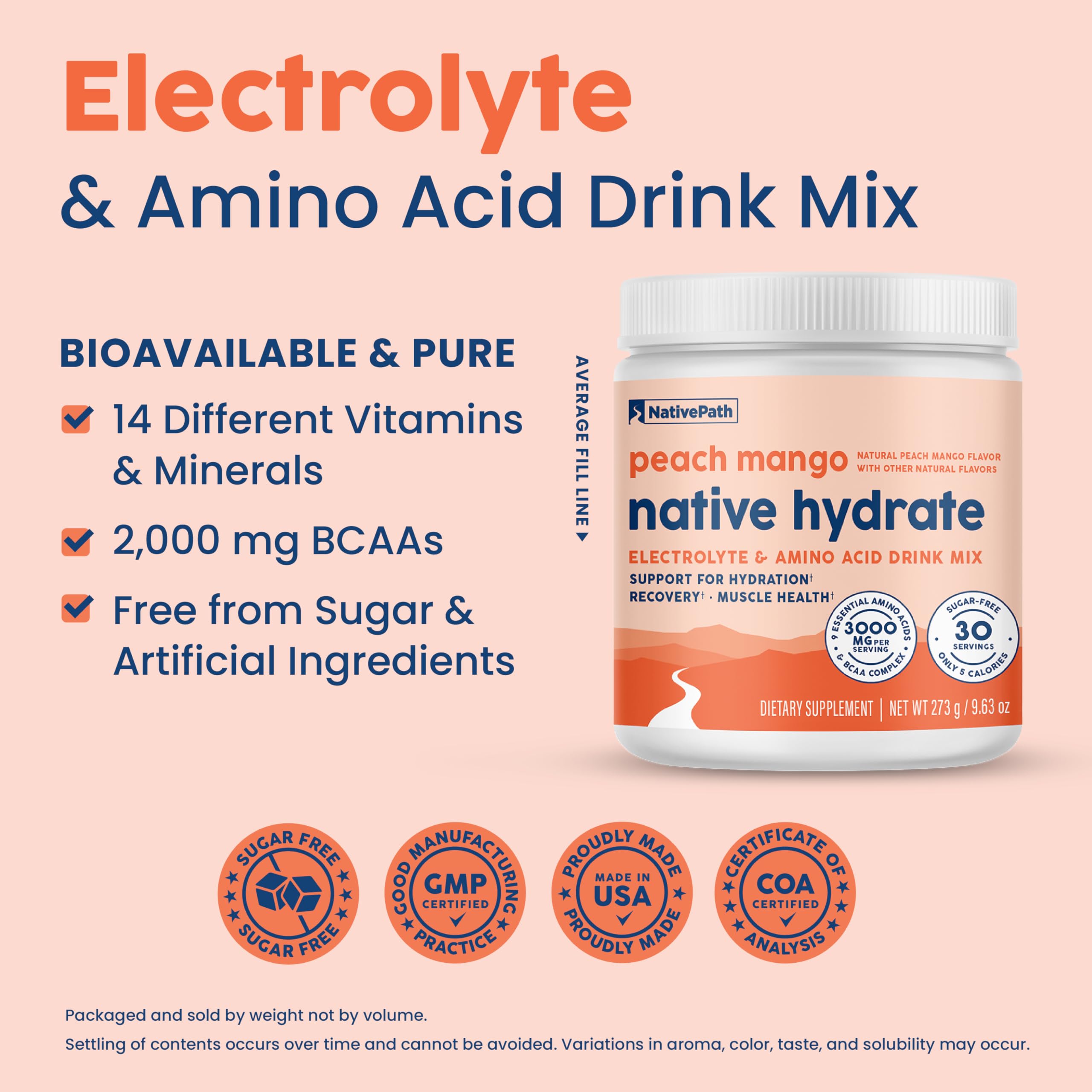 NativePath Hydrate Electrolyte Powder – Zero Sugar Drink Mix

