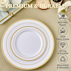 FOCUSLINE Decorative Rim Plastic Plates | Disposable Plates

