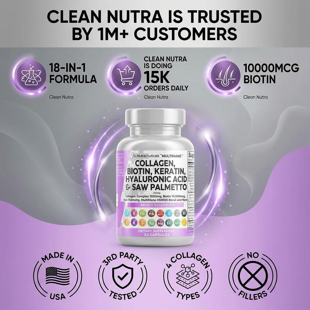 Clean Nutraceuticals Collagen Pills for Hair Skin Nails

