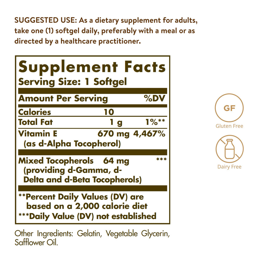 Solgar Vitamin E Softgels 670 mg – Natural Antioxidant

