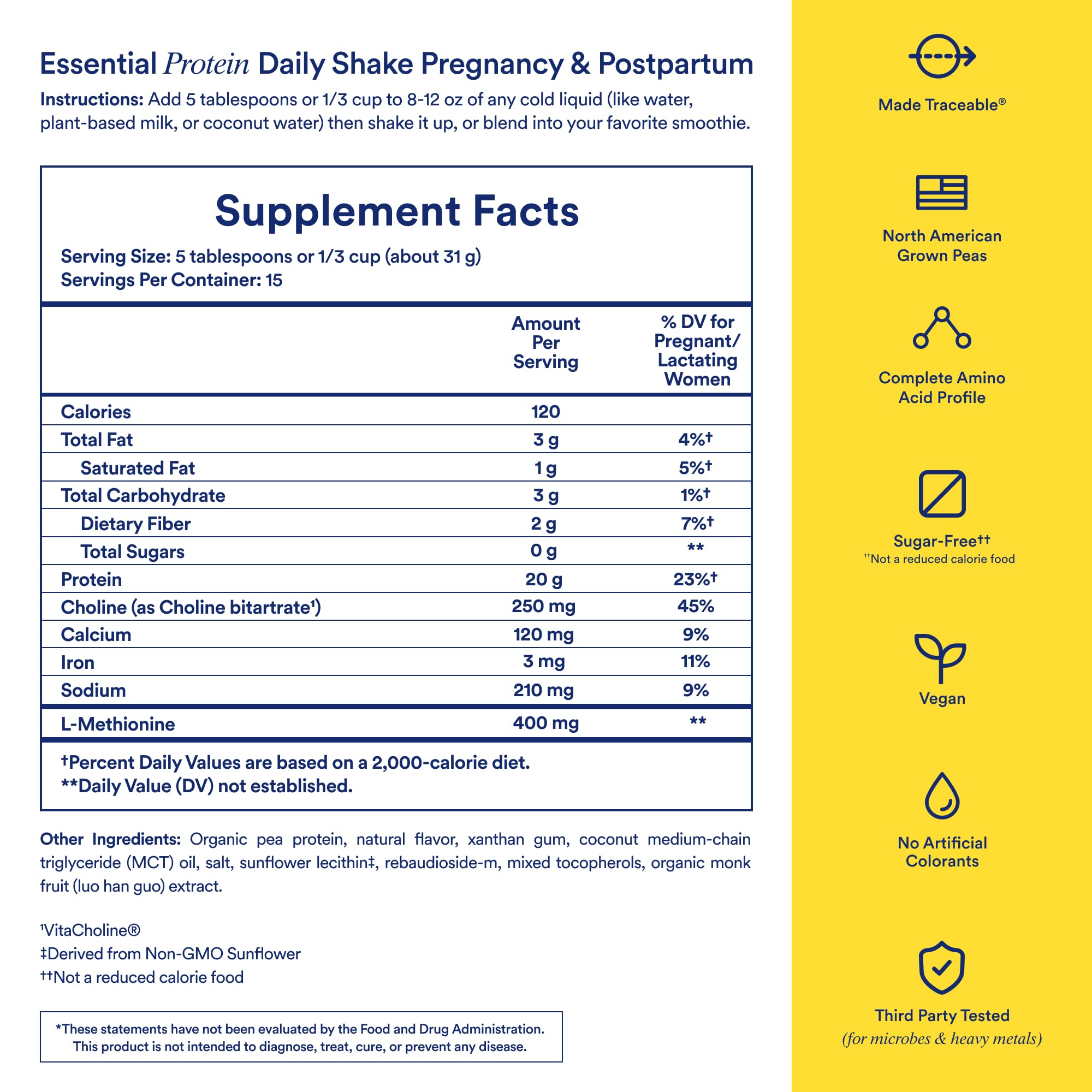 Ritual Prenatal Vegan Protein Powder - 20g Pea Protein

