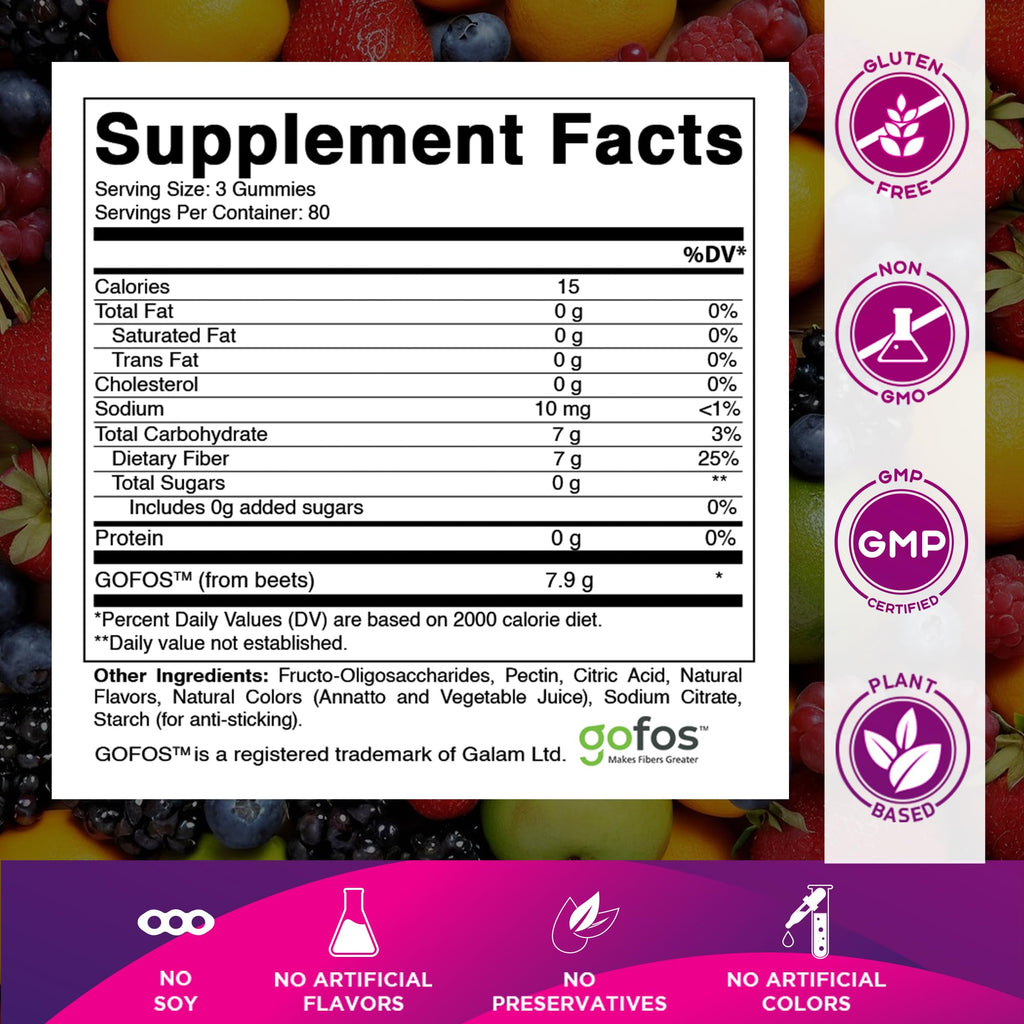 Vitamatic Prebiotic Fiber Gummies for Adults Zero Sugar

