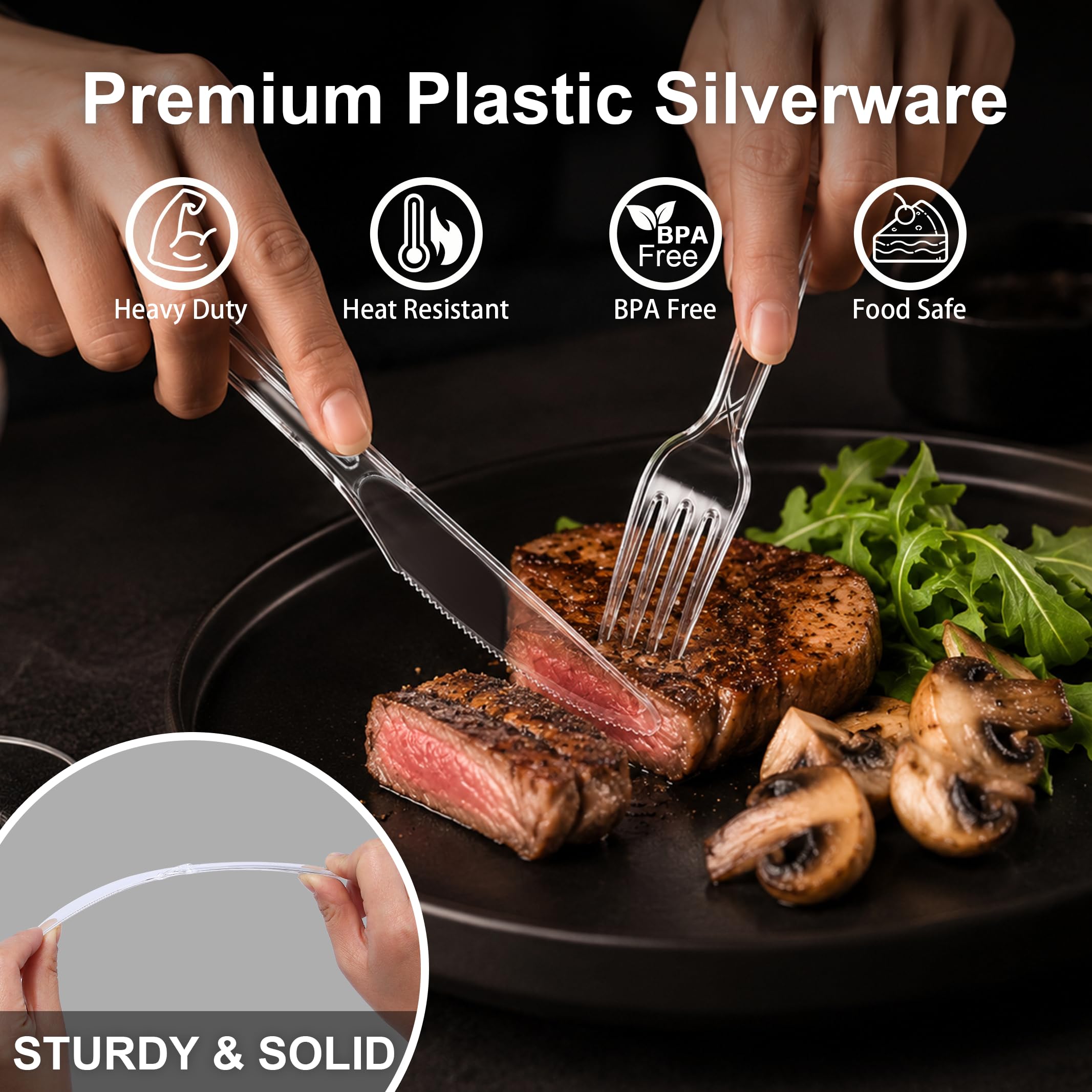 BYSNOW Disposable Plastic Cutlery Set BPA-Free

