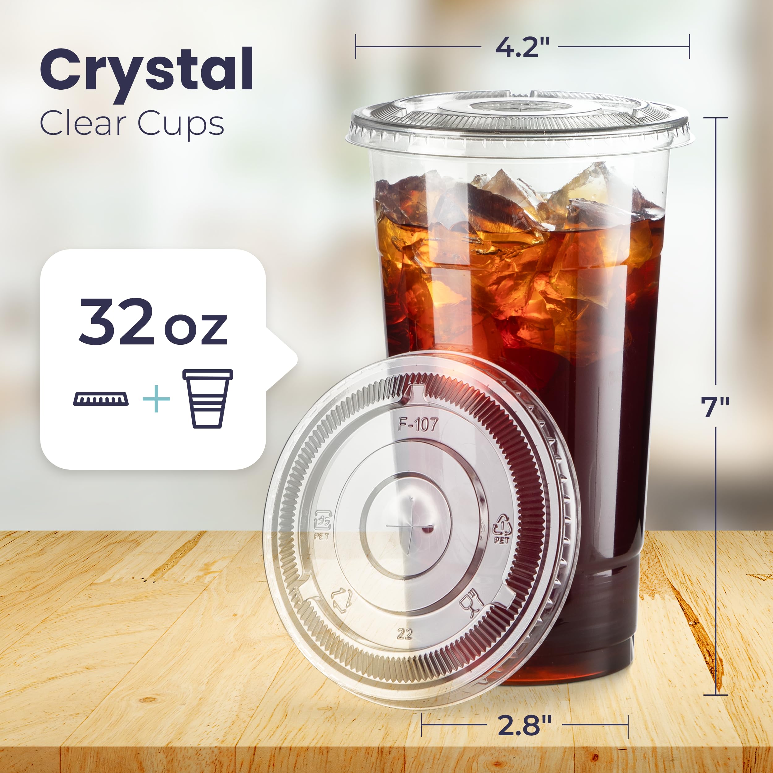 Fit Meal Prep Clear Plastic Cups with Flat Lids

