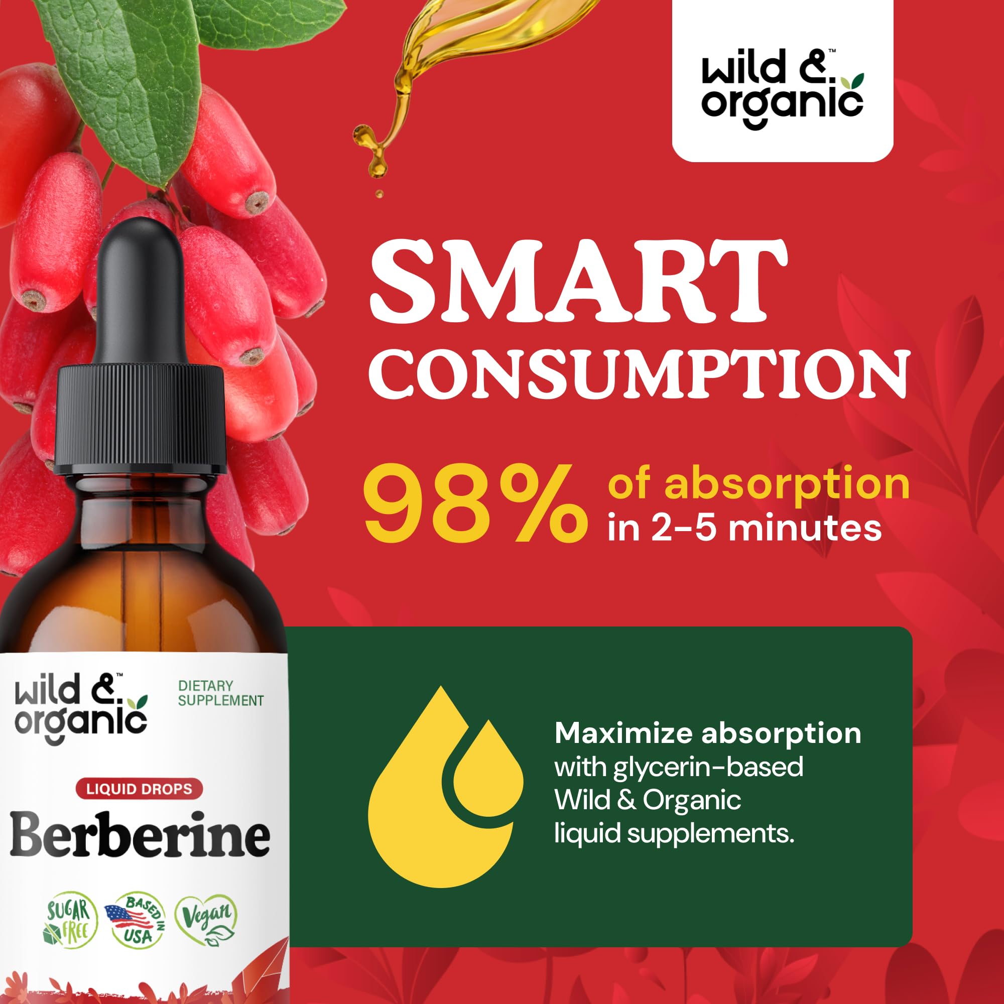 Wild & Organic Berberine Supplement Liquid Drops

