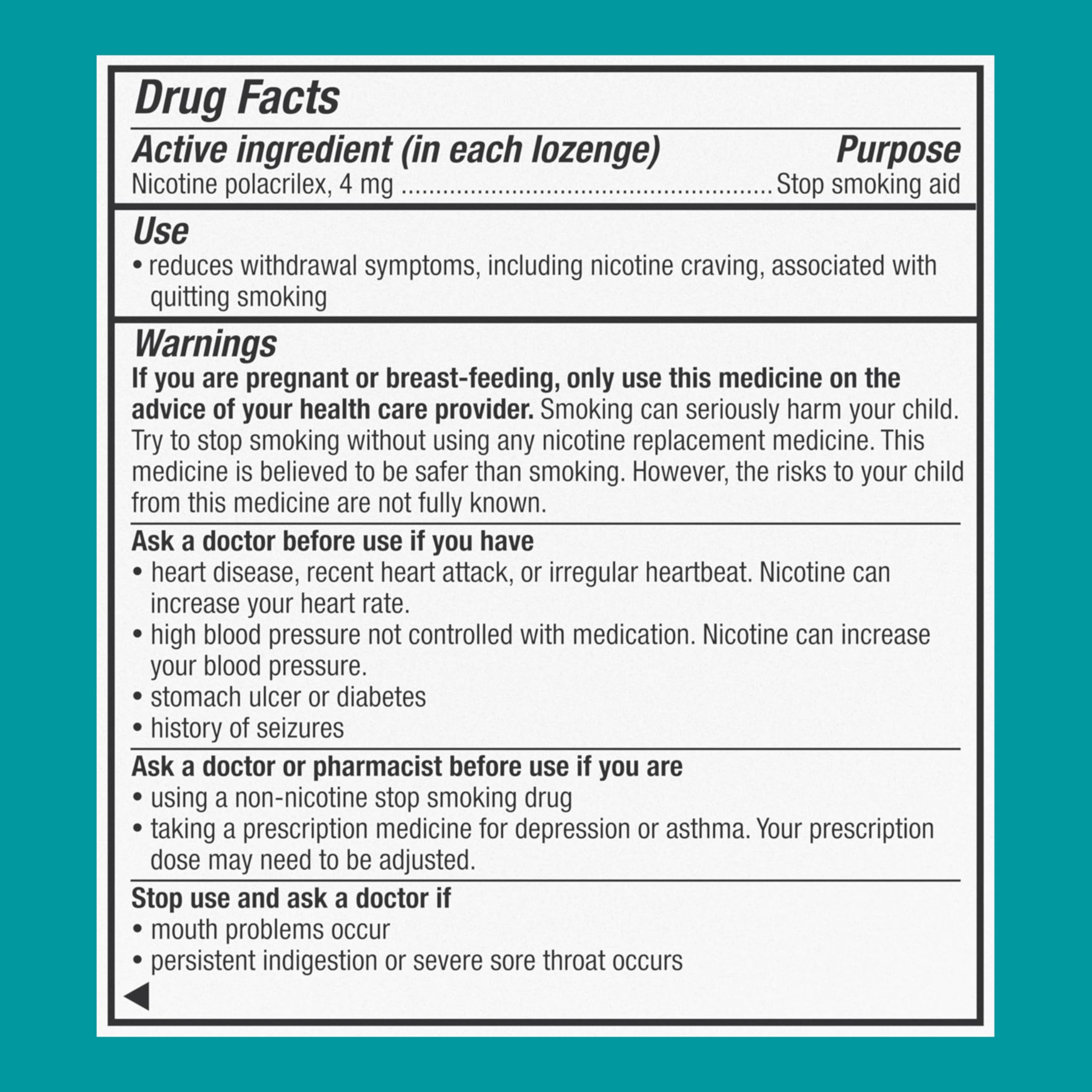 Nicorette 4 mg Coated Lozenges Ice Mint - Quit Smoking Aid

