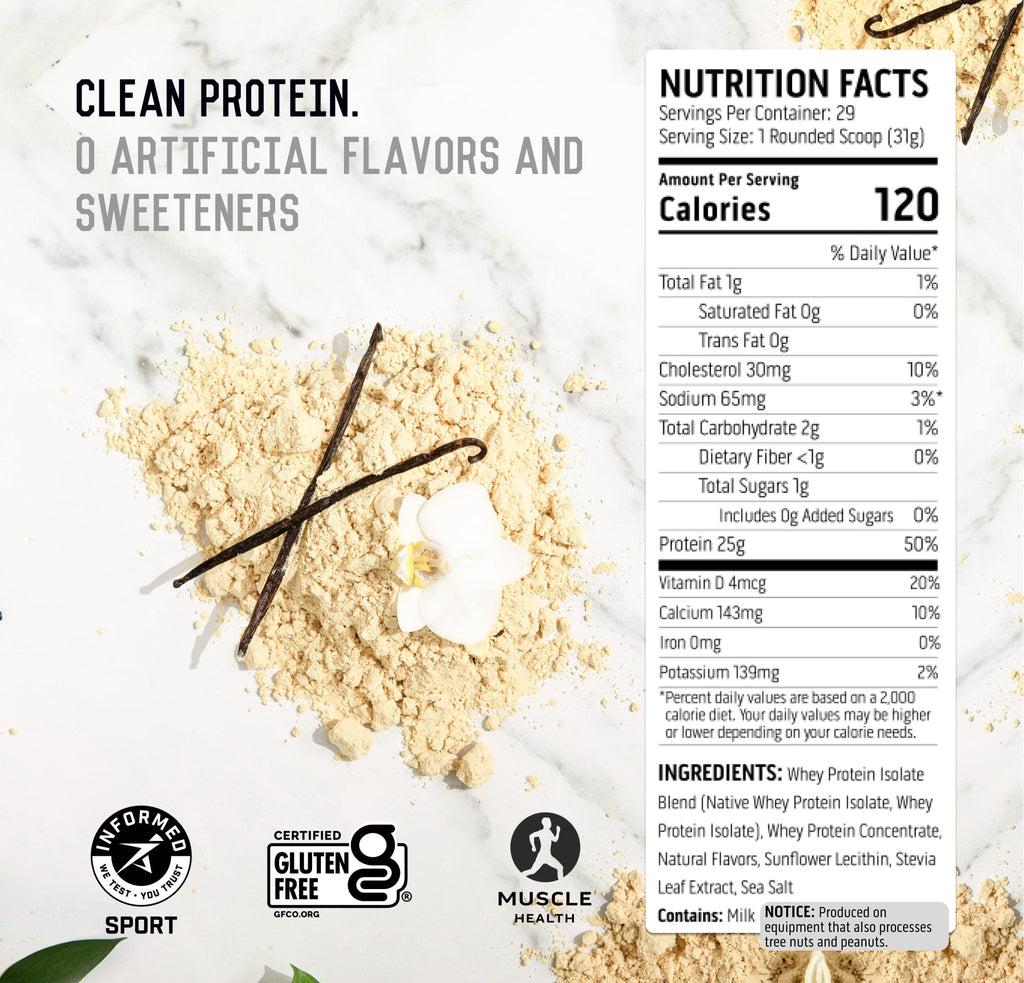 Ascent 100% Whey Protein Powder - Post Workout Isolate

