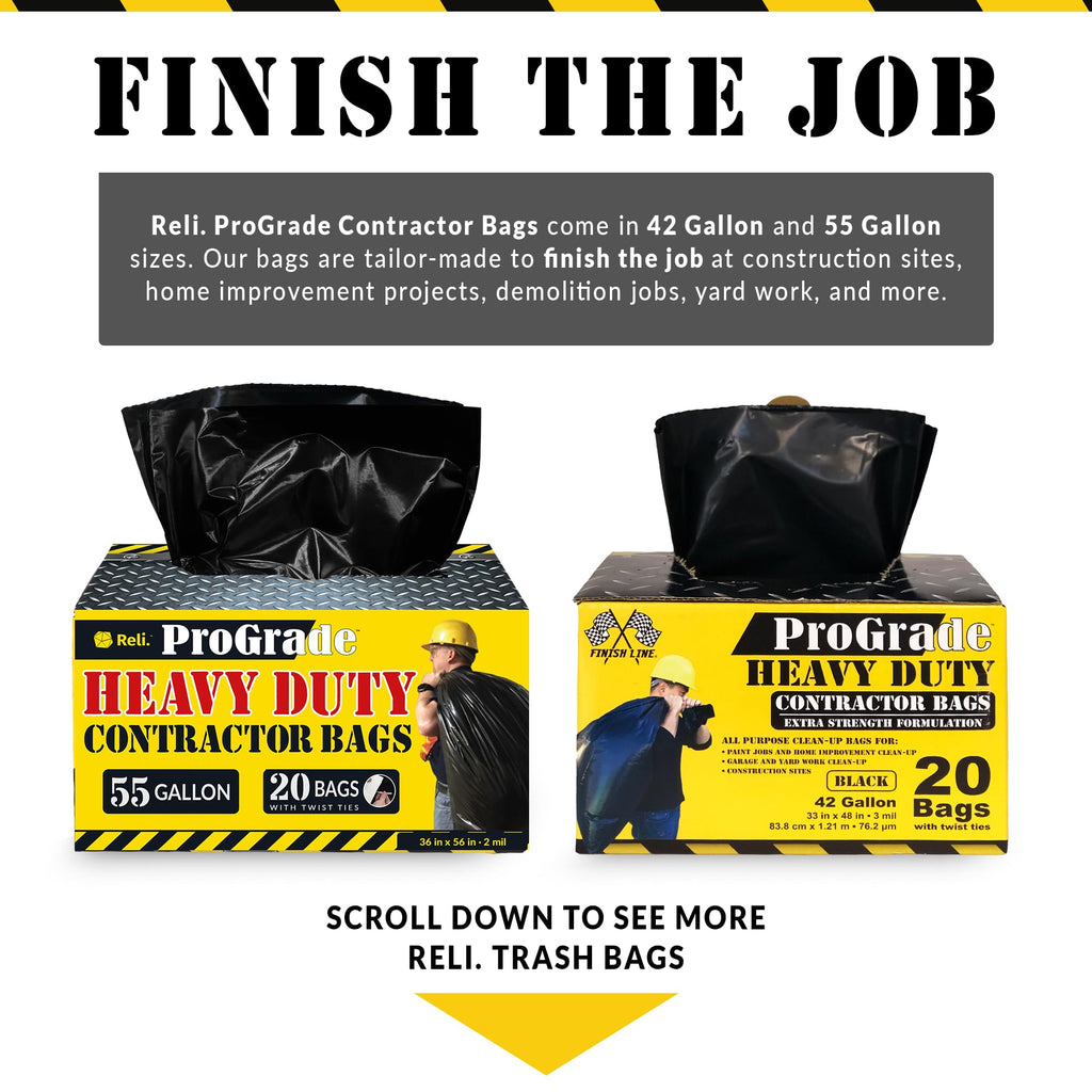 Reli. Contractor Garbage Bags - Heavy Duty Trash Bags

