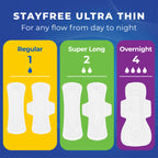 Stayfree Ultra Thin Overnight Pads with Wings | Nighttime Protection

