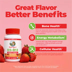 MARYRUTH'S Vitamin D3 + B12 Gummies | Immune & Bone Support


