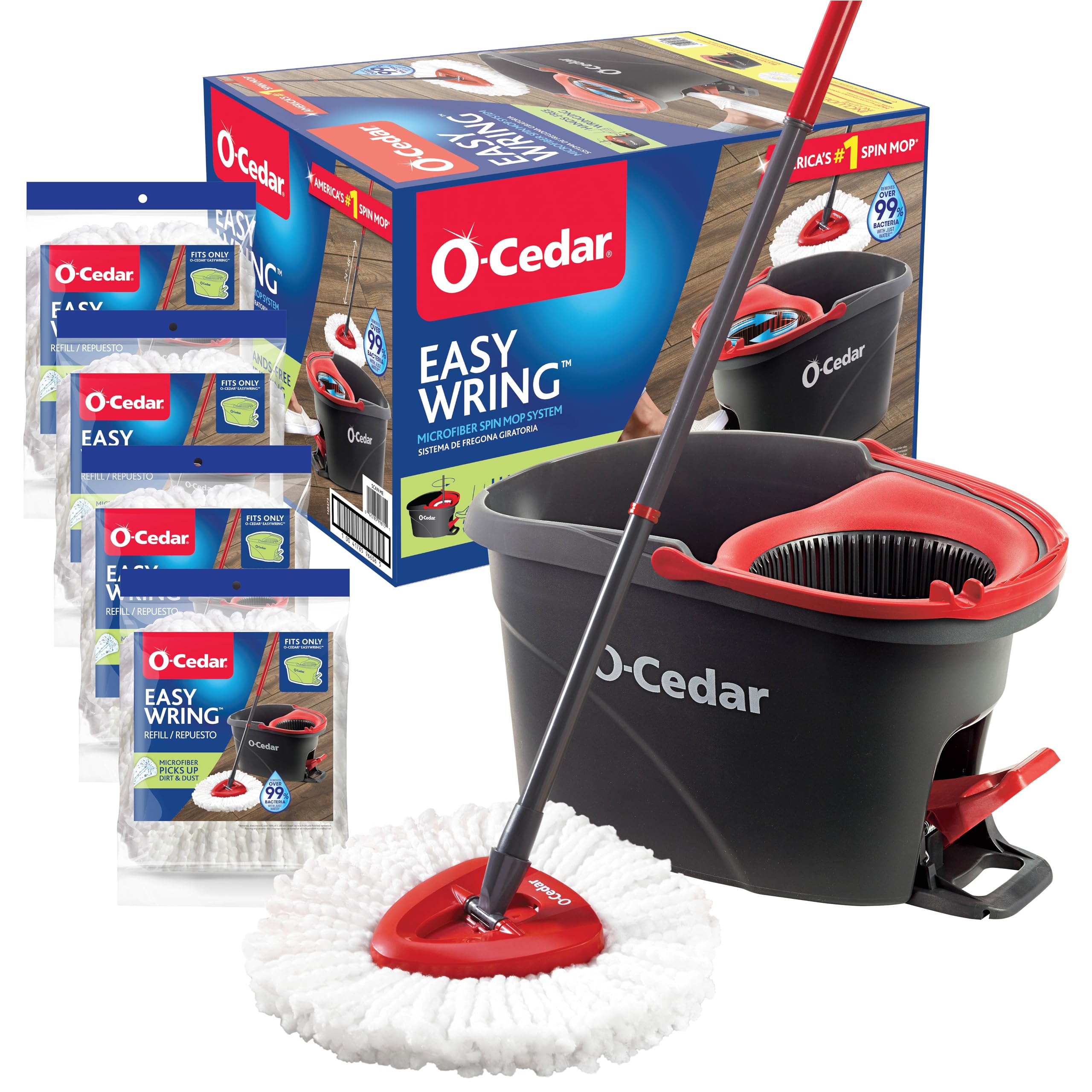 O-Cedar EasyWring Microfiber Spin Mop & Bucket Floor Cleaning System